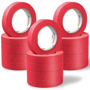 Oleitodh 15 Rolls Red Painters Tape Bulk 1 inch x 825 Yards, Painters Masking Tape No Residue Wall Painting Tape Artist Tape Trim Edge Finishing Tape for Wall Painting Decoration DIY Supplies
