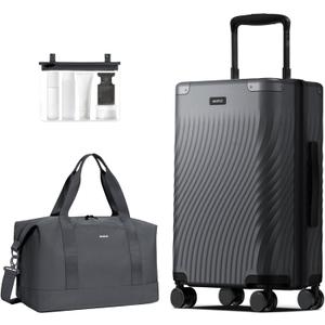 ECOHUB Hardside Expandable Carry On Luggage, 20" Rolling Luggage 22x14x9 Airline Approved with Spinner Wheels & TSA Lock, Lightweight Small Hardshell Travel Suitcase Valises, 20inch Carry-on Grey