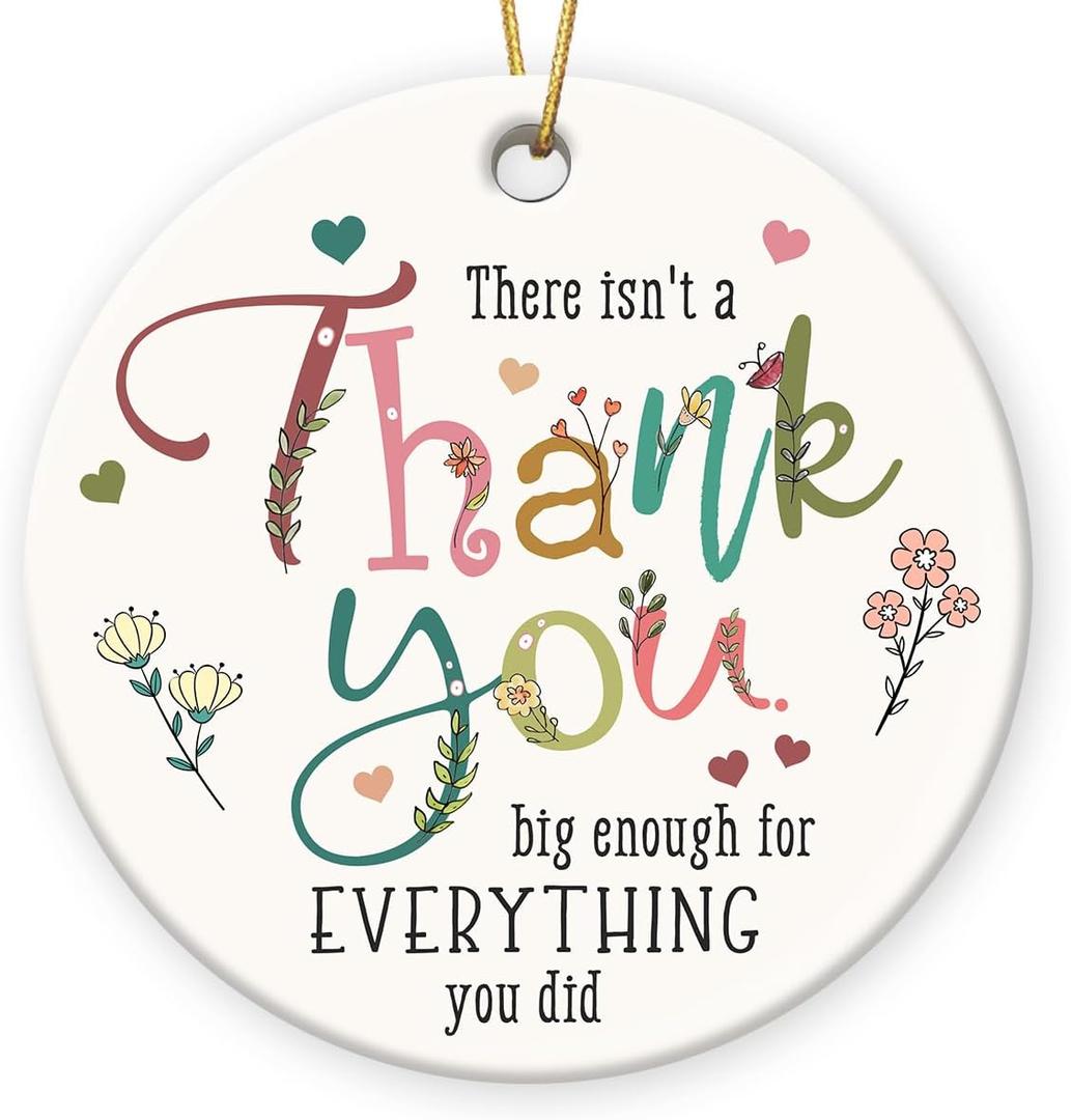 Thank You Ornament 2026 - Teacher Appreciation Gifts, Thoughtful Retirement Gift for Men and Women, Ceramic Ornaments for Hanging Decor, Inspirational Gifts for Friends, Coworkers, Family