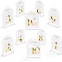 White Acrylic Table Numbers 1-10 with Double-Sided Gold Foil 5x7 Inch Wedding Reception Table Signs and Holders for Anniversary Decoration Party event