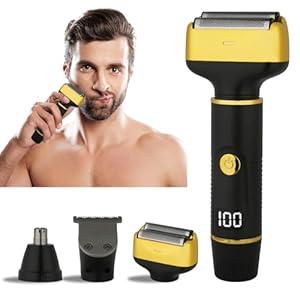 Beanify Electric Razor for Men Women, 3 in 1 Travel Cordless Rechargeable Painless Foil Shaver with Led Display, Waterproof Wet & Dry Body Razors for Face Nose Ear Hair (Black)