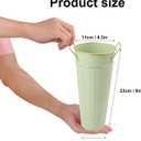 10 PCS 9 Inch Tall Galvanized Flower Buckets, Metal Flower Vase, Rustic Farmhouse French Flower Buckets with Handles for Wedding, Home Dcor(Green)