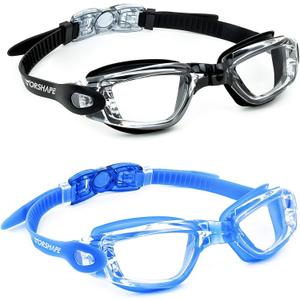 Swim Goggles 2 Pack Anti Fog Swimming Goggles, No Leaking UV Protection Pool Goggles for Adult Men Women Youth  (Clear Black & Blue)