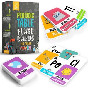 Merka Periodic Table Flashcards, Periodic Table of Elements for Kids, 118 to Learn Science and Chemistry Flash Cards, Homeschool Supplies