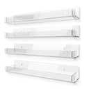 8 Pieces 15 Inch Clear Acrylic Shelves, Clear Kids Floating Bookshelf for Kids Room, Modern Nail Polish Rack Sunglasses Essential Oil Picture Ledge Display Toy Storage Wall Shelf