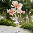 Giant flowers for decoration with stand,Floor standing oversized large organza flowers Decor,Giant artificial flowers for Wedding Decorations,Shop Window Display,Banquet,garden party(Champagne)
