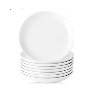 8 Piece Ceramic Appetizer Plates, 5.6 Inch Small Dessert Plates Set, White Round Plates for Bread, Butter, Snack, Lightweight Dinnerware Saucer Sets - Ivory, Oven, Microwave & Dishwasher Safe