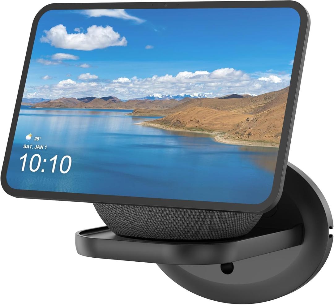 PlusAcc Wall Mount for Show 8 (2025 Release) & Show 11 & Nest WiFi - Space Saving Wall Holder Shelf Hanger for Speakers Less Than 15 lbs, Built-in Cable Management (Black)