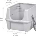 IRIS USA Cat Litter Box Large Open Top with High Sided Walls Tall Scatter Shield Scoop Included Easy Clean Plastic Pan Stain Resistant for Big Cats Kittens Indoor Multi-Cat Households