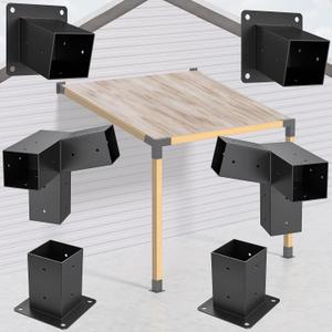 15°Slanted Roof Wall Mount 4x4 6pcs Pergola Bracket Kit