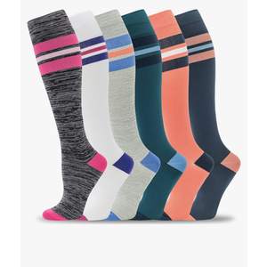 fenglaoda Compression Socks Women Men 6 Pairs, Knee High Best Support Circulation Socks for Running, Travel, Flight, Nurse