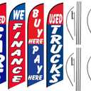 Leinuosen 4 Sets Used Cars Feather Flag Pole Kit 7 ft Windless Swooper Flag Banner Kit Lot Auto Finance Pre Owned Second Hand Cars Save Here Advertising Flags Car Dealership Supplies