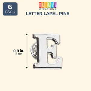 6 Pack Monogram Alphabet Letter E Brooch Pins, 0.8 inches Silver Initial Clothespins Lapel Pin Badge Collar for Men and Women Crafts, Custom Name, Accessories, Embellishment