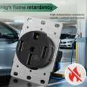 NEMA 14-50R EV Outlet, 50 AMP Receptacle, Highly Flame-Retardant and Durable, Excellent Conductivity, UL Listed, Ideal for ev Charging, RV, high-Power appliances or Outdoor Use, Silver EV Model