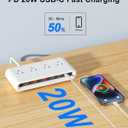 Power Strip with USB C 35W,10-in-1 Flat Plug Wall Charger - 5FT Extension Cord with 4AC, 3 USB A & 3 USB C - PD20W Charging Station for Multiple Devices - Travel Home Office (White)