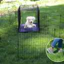 Artmeer Pet Playpen Puppy Playpen Kennels Dog Fence Exercise Pen Gate Fence Foldable Dog Crate 8 Panels 24 Inch Kennels Pen Playpen Options Ideal for Pet Animals Outdoor Indoor (Black 24''x24'')