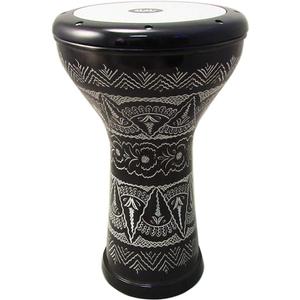 The 17'' Wave Zaza Percussion Egyptian Style Darbuka Doumbek (Black - Engraved)