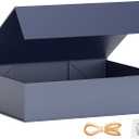 PSHVYM Gift Boxes with Lids, 11.5x7.8x3 In Gentleman Blue Gift Box for Presents Magnetic Closure for T-Shirts, Gloves, Scarves, Books, Baby Clothes, Robes Clothing Gift Wrap, Contains Card, Ribbon