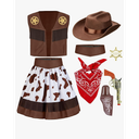Spooktacular Creations Halloween Cowgirl Costume for Girls, Kids Western Costume, Cowgirl Outfit with Hat for Toddler Cosplay XL