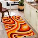 Retro 70s Rug, Psychedelic Groovy Rugs for Living Room, Washable Non-Slip Trippy Vintage Area Rug 7x9 ft, Floor Carpet for Bedroom Kitchen Dining Room Classroom, 70s Room Decor, A62