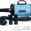 Dog Dryer for Pet Grooming, High Velocity Pet Hair Dryer with Heater, Adjustable Speed, 3 Nozzles and a Comb, Blue