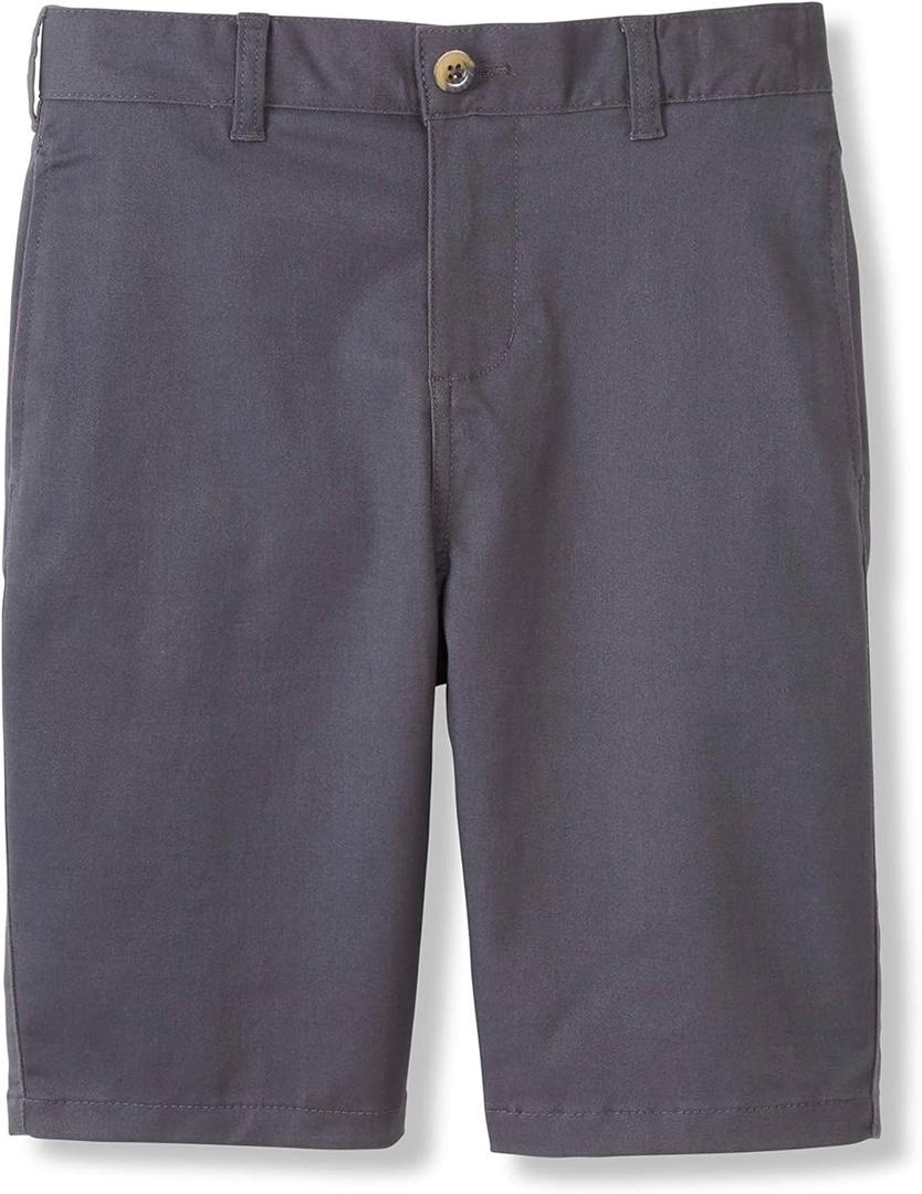 French Toast Boys' Adjustable Waist Stretch Flat Front Shorts (Standard & Husky) for School Uniform (Gray)
