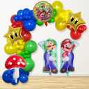 Mario Birthday Party Supplies, 133Pcs Balloons Arch Garland Kit, Assorted Latex Foil Balloons for Mario Birthday Party Decorations