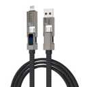 USB C Cable, 4-in-1 USB-C Cable (3 feet), 100W zinc Alloy USB-C Charger Cable for MacBook, iPad, iPhone, iPhone, Samsung, USB-C Cable/Fast Charging (Grey)