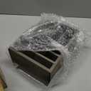 Liry Products Gray Rustic Wood Desk Organizer Storage Cabinet Mail File Paper Sticky Note Memo Pad Folder Office Supplies Caddy Tabletop Holder Accessory Sorter Multiple Compartments with Drawer Home