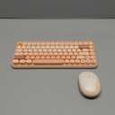 LexonElec 308i Color Gradient Wireless Keyboard and Mouse Set, Retro Typewriter Keyboard with Cute Theme Round Keycaps for Mac/Windows/PC/Laptop(Milk Tea)