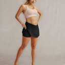 Maacie Maternity Tennis Golf Skorts Built-in Short with Pockets Cross Waist Low-Rise (Black, S)
