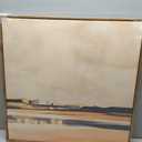 Framed Neutral Abstract Landscape Wall Art for Living Room, Square Mid Century Modern Canvas Paintings Prints Artwork for Walls, Minimalist Scenic Pictures Wall Decor for Bedroom Home Office, 24x24 In