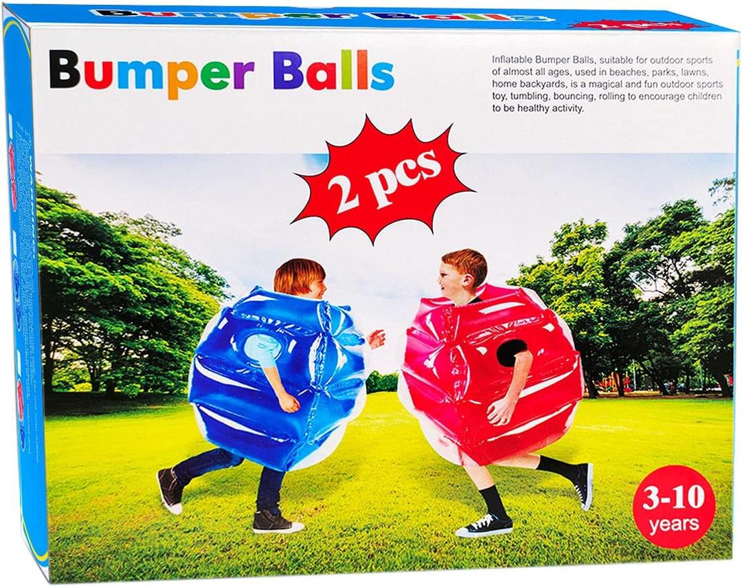 SUNSHINEMALL 2PC Sumo Balls, Inflatable Body Sumo Balls Bopper Toys for Kids 26" - Heavy Duty PVC Vinyl Suits for Grassland or Other Outdoors Play (2PC Blue+Pink 26inch)