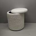 Round Set of 2 Ottoman with Storage, Boucle Storage Ottoman Foot Stool, Soft Teddy Upholstered Small Vanity Stool, Ottomans Coffee Table Padded Seat Foot Rest for Living Room Bedroom, White