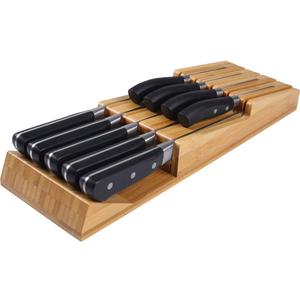 NIUXX Bamboo In-Drawer Knife Block Set for 9 Knives(Not Included), Large Kitchen Detachable Washable Cutlery Slot Organizer Storage Holder for Sharpening Steel and Cutter