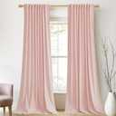 StangH Baby Pink Velvet Curtains 96 Inches Long, Room Darkening Super Soft Drapes with Rod Pocket Back Tab Styling for Living Room Bedroom, Thermal Insulated Window Treatment, W52 x L96 inch, 2 Panels
