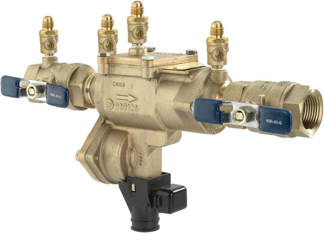 Febco LF860 Series 3/4" Lead-Free Bronze Reduced Pressure Zone Backflow Preventer Assembly, Quarter Turn Shutoff, Small Diameter, Flood Sensor with SentryPlus Alert Technology for Relief Valve