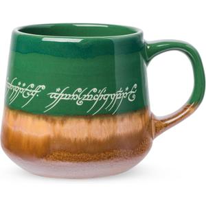 Silver Buffalo Lord of The Rings Elven Text High Gloss Reactive Glaze Tapered Pottery Mug,14 Ounces