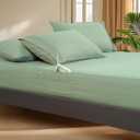 Deep Pocket King Fitted Sheet with Straps - Fits Mattresses Up to 21" Thick - 3 Piece Bed Sheets - Moisture Wicking, Cooling & Soft Fitted Sheet & Pillow Cases (Light Green)