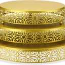 Wenqik 3 Pcs Cake Stand Set, 16" 14" 12" Gold Metal Round Cake Display Stands with Detachable Design for Dessert Cupcake Wedding, Birthday, Party, Event, Anniversary, Table Decoration