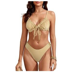 ZAFUL Bikini Sets for Women Triangle Floral String Swimsuit Two Piece Bathing Suits (M)