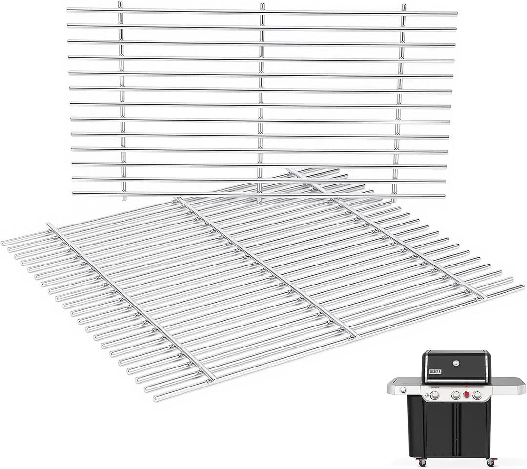 QuliMetal 18.75" SUS304 Grill Grates for Weber Genesis Ii 300 and II LX 300 Series Grills, Genesis 2 E&S 310 315 320 325 340, Replacement Parts for Weber 66095 66802 66805
