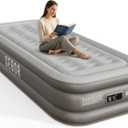 Sebor Air Mattress Twin with Built-in Pump 18", Comfortable Self-Inflating Blow up Mattress with High-Speed Pump, Durable Twin Size Air Mattress with Storage Bag for Guests, Moving, Camping, Travel (Brown Gray)