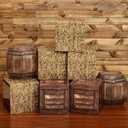 Threehoney 8 Pcs Western Cowboy Party Decorations 11.8 Inches Summer Halloween Hay Bales Boxes Decor Include Wood Grain Wine Barrel Boxes Hay Decoration for Pirate Farmhouse Western Themed Party