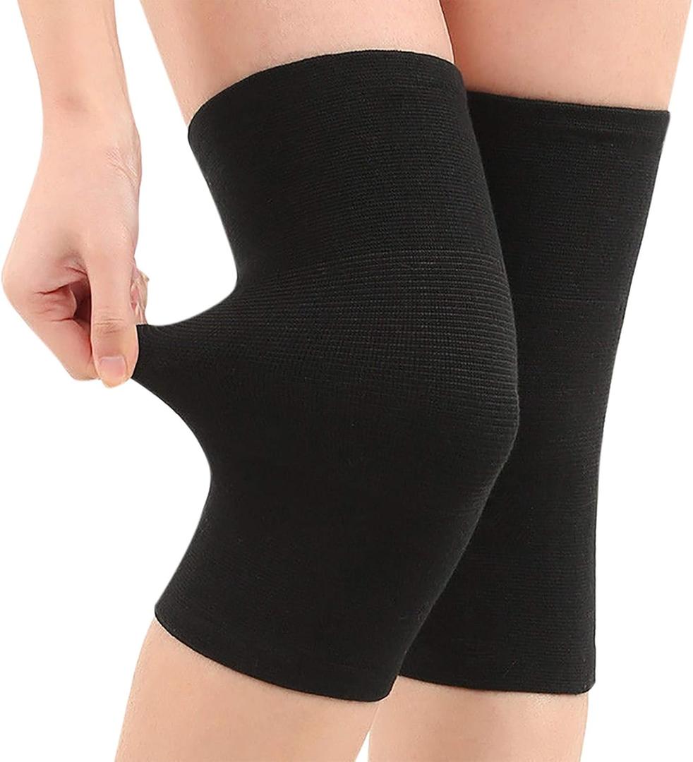 JUMISEE (One Pair Cotton Knee Sleeves for Knee Support, Circulation Improvement & Pain Relief Compression Knee Brace (Medium, Black)