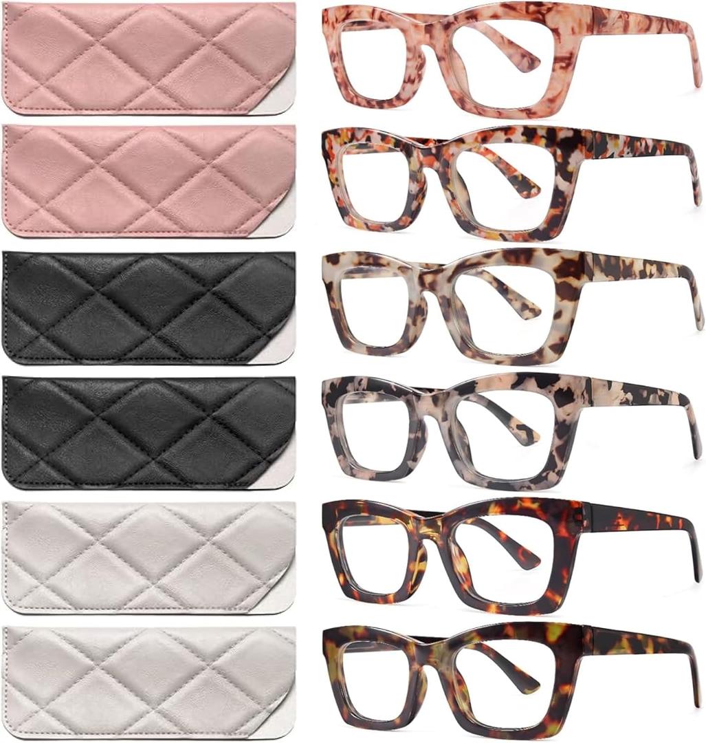CCVOO 6 Pack Oprah Reading Glasses for Women, Eyeglasses, Blue Light Readers for Women, Computer Eye Glasses, Cheaters (A3 Mix)