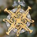 3 x Trumpet Ornament 2025, Musical Christmas Decor, Wooden Ornaments for Christmas Decorations, Trumpet Ornaments Gifts for Players, Men, Teen Boys, Girls