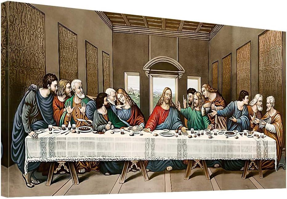 the Last Supper Canvas Wall Art - Leonardo da Vinci Classic Art Reproductions Famous Painting Print Framed Picture for Kitchen Dinning Room Office Hallway Home Decor Gift-29"x58"