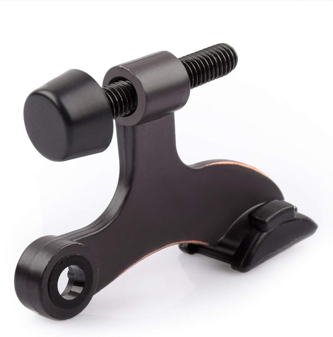 HOMOTEK 8 Pack Hinge Pin Oil Rubbed Bronze Door Stopper,Adjustable Deluxe Heavy Duty Door Stopper 2-1/2"x1-3/4,with Black Rubber Bumper Tips