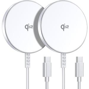 Qi2 Magnetic Wireless Charger for iPhone 16 Qi2 Certified 15W Mag Safe Charger for iPhone 16/15/14/13/12 Series 2 Pack Apple Wireless Magnet Charging Pad Mag-Safe Accessories for AirPods